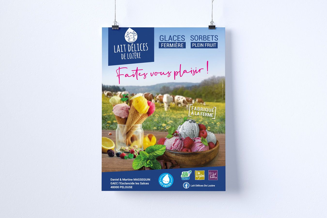 Packaging et maquette pour Lait délices de Lozère