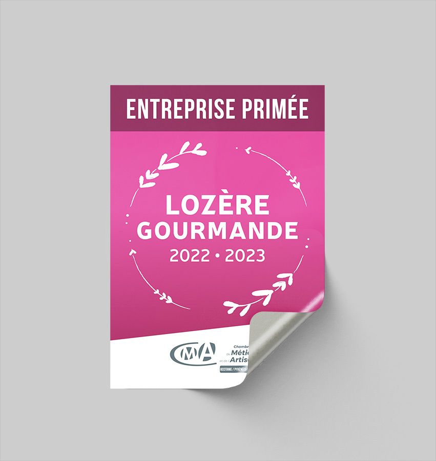 Conception d'un livret et d'adhésif pour le concours Lozère Gourmande